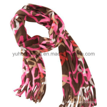 Promotion Winter Warm Knitting Printed Polar Fleece Lady Scarf